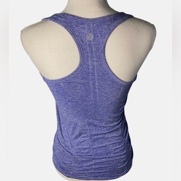 Athleta Fastest Track Blue/Purple Heather Women's Tank Top ruched Sz-XS.  Y1 - Picture 6 of 11